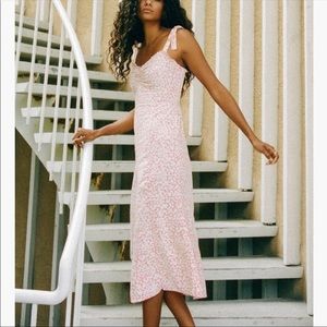 BILLABONG Amor Floral Tie Strap Midi Dress Pink